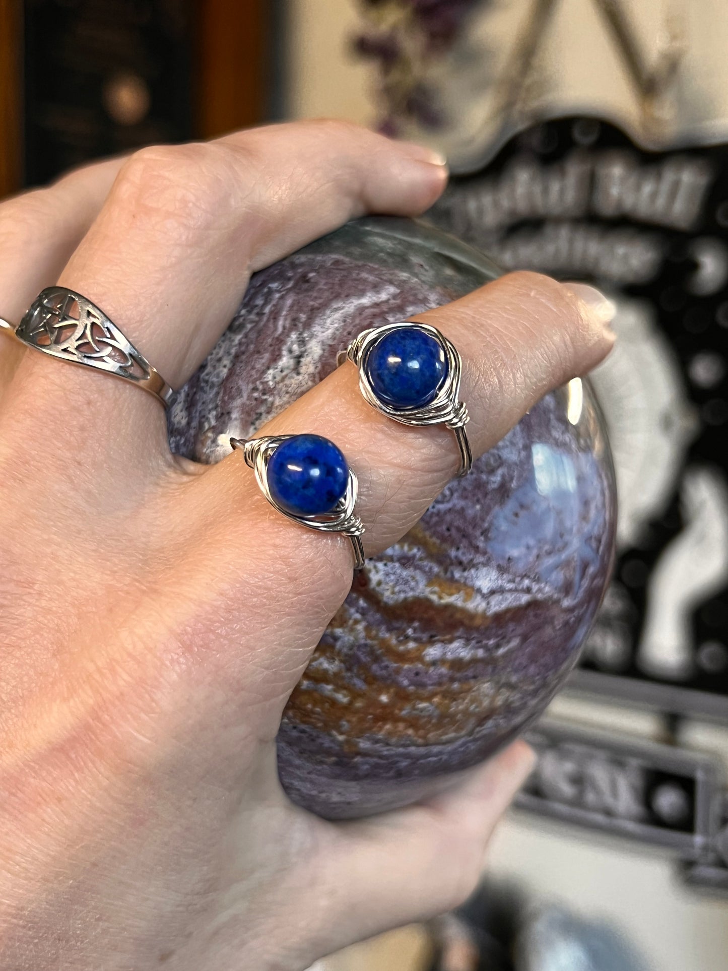 AAA Lapis Lazuli Wire Wrapped Ring