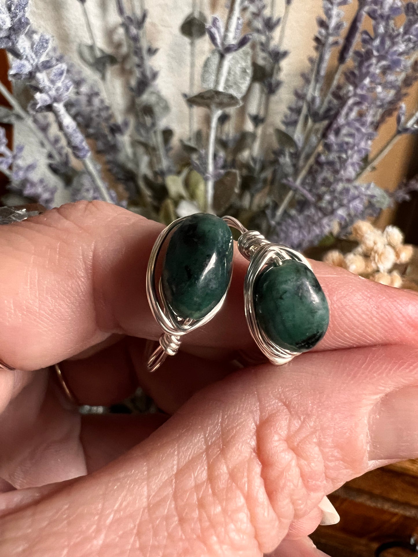 Emerald Wire Wrapped Ring