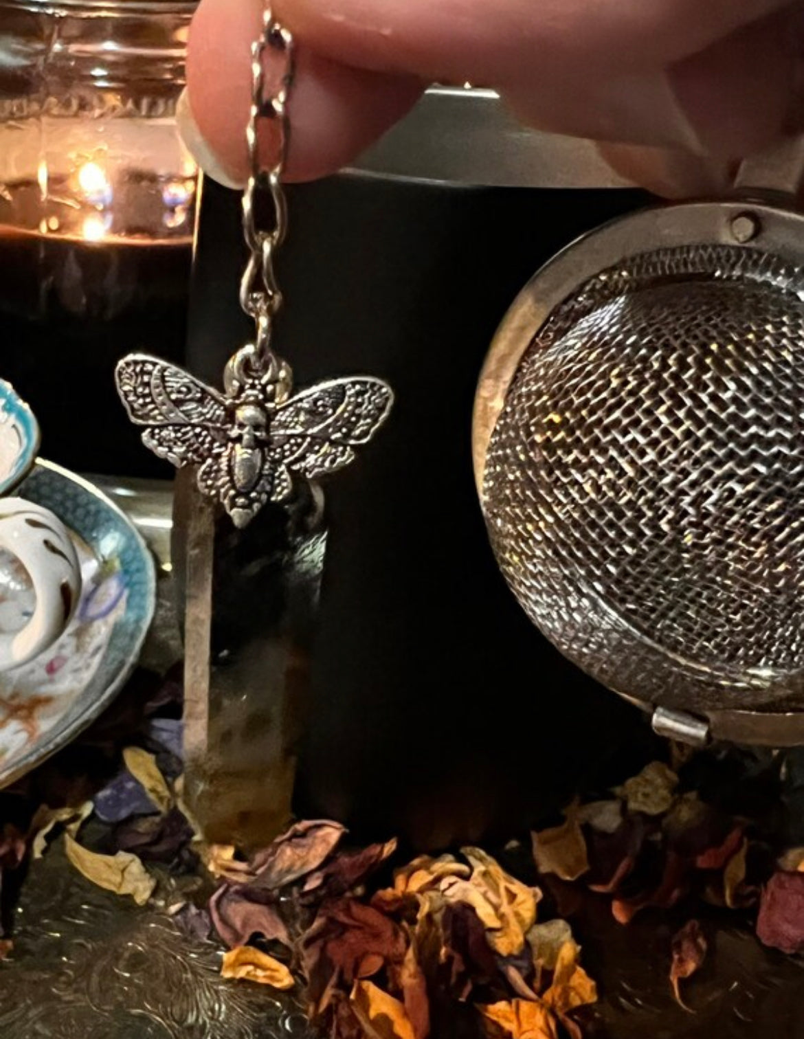 Labradorite & Death Head Moth Tea Ball- Tea Infuser Mesh Tea Strainer
