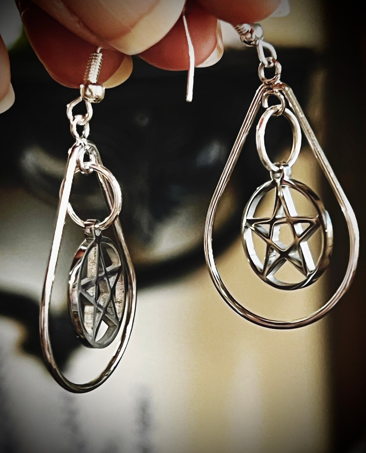 Handmade Pentagram Dangle Earrings