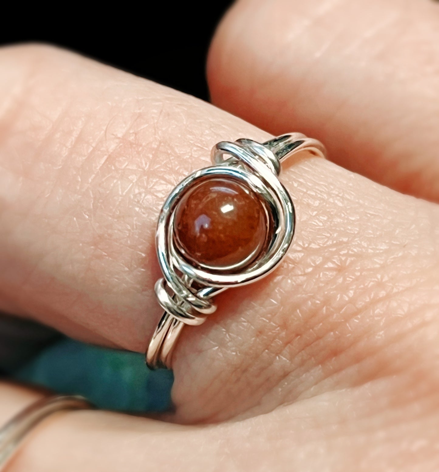 Hessonite Garnet Wire Wrapped Ring