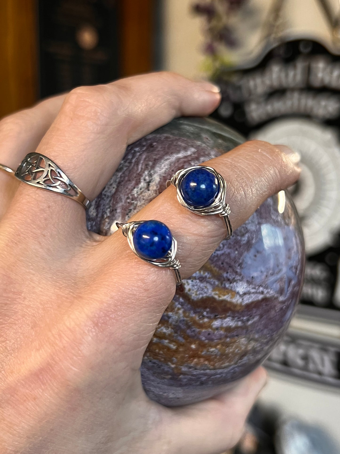 AAA Lapis Lazuli Wire Wrapped Ring