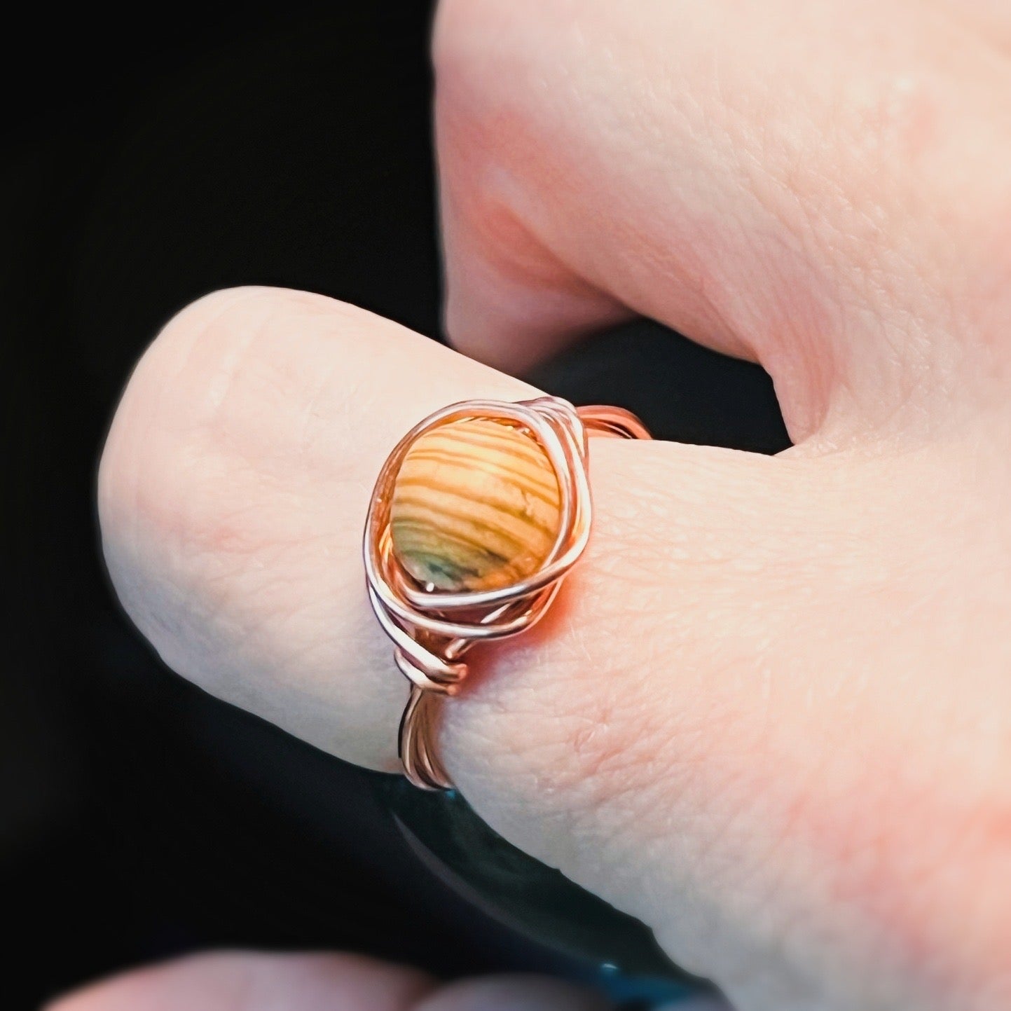 Mars Jasper Wire Wrapped Ring
