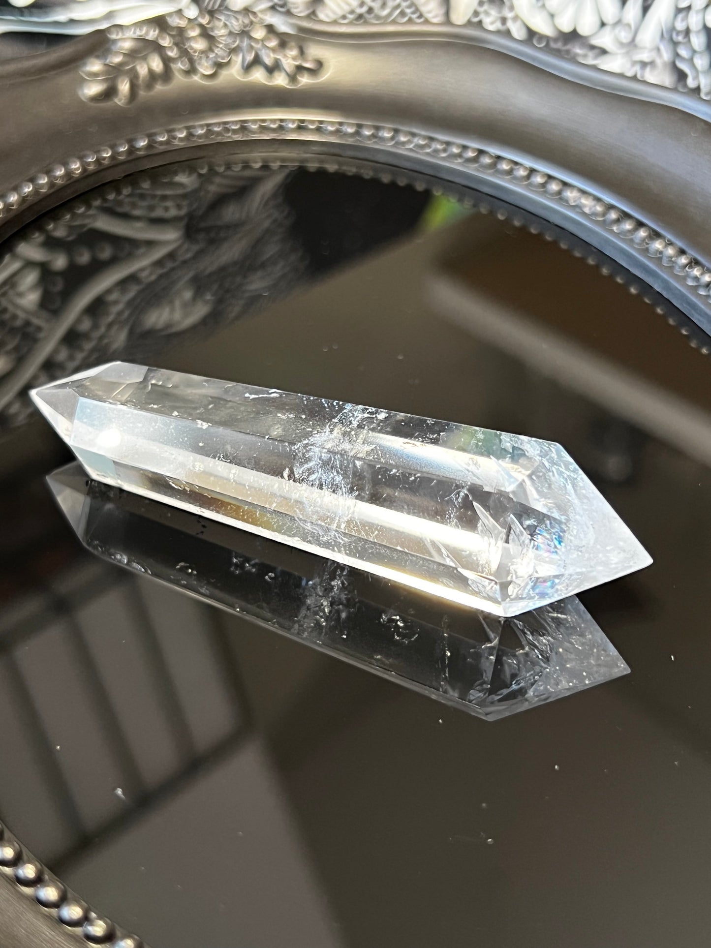 Double Terminated Clear Quartz With Magnetite Inclusions