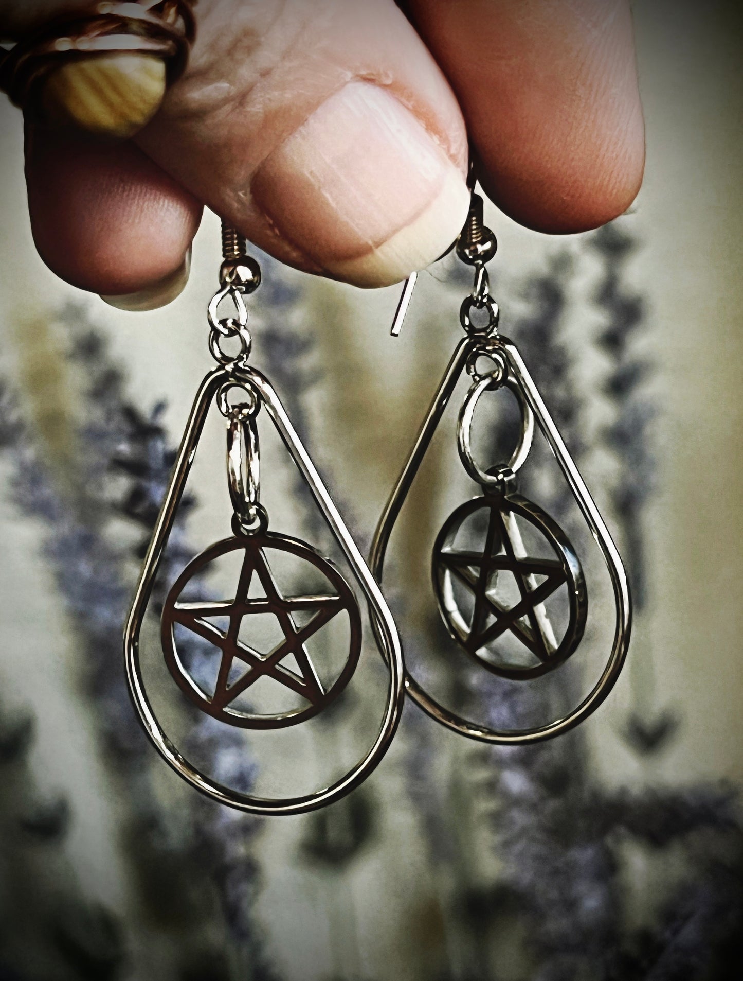 Handmade Pentagram Dangle Earrings